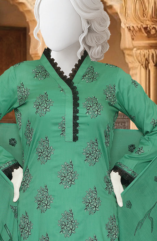Al Karim Embroidered Fancy Brosha Lawn Unstitched 3 Piece Suit - D-06 - AK26SHA - Green - Summer Collection
