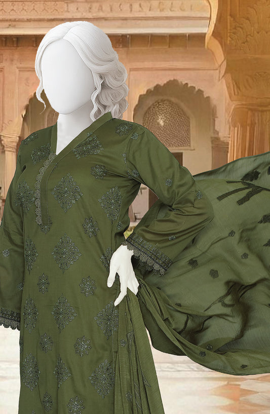 Al Karim Embroidered Fancy Brosha Lawn Unstitched 3 Piece Suit - D-04 - AK26SHA - Green - Summer Collection