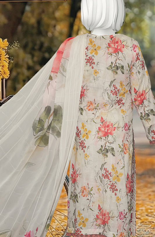 Al Karim Printed & Embroidered Lawn Slub Unstitched 3 Piece Suit - D-07 - AK26PEB - Pink - Summer Collection