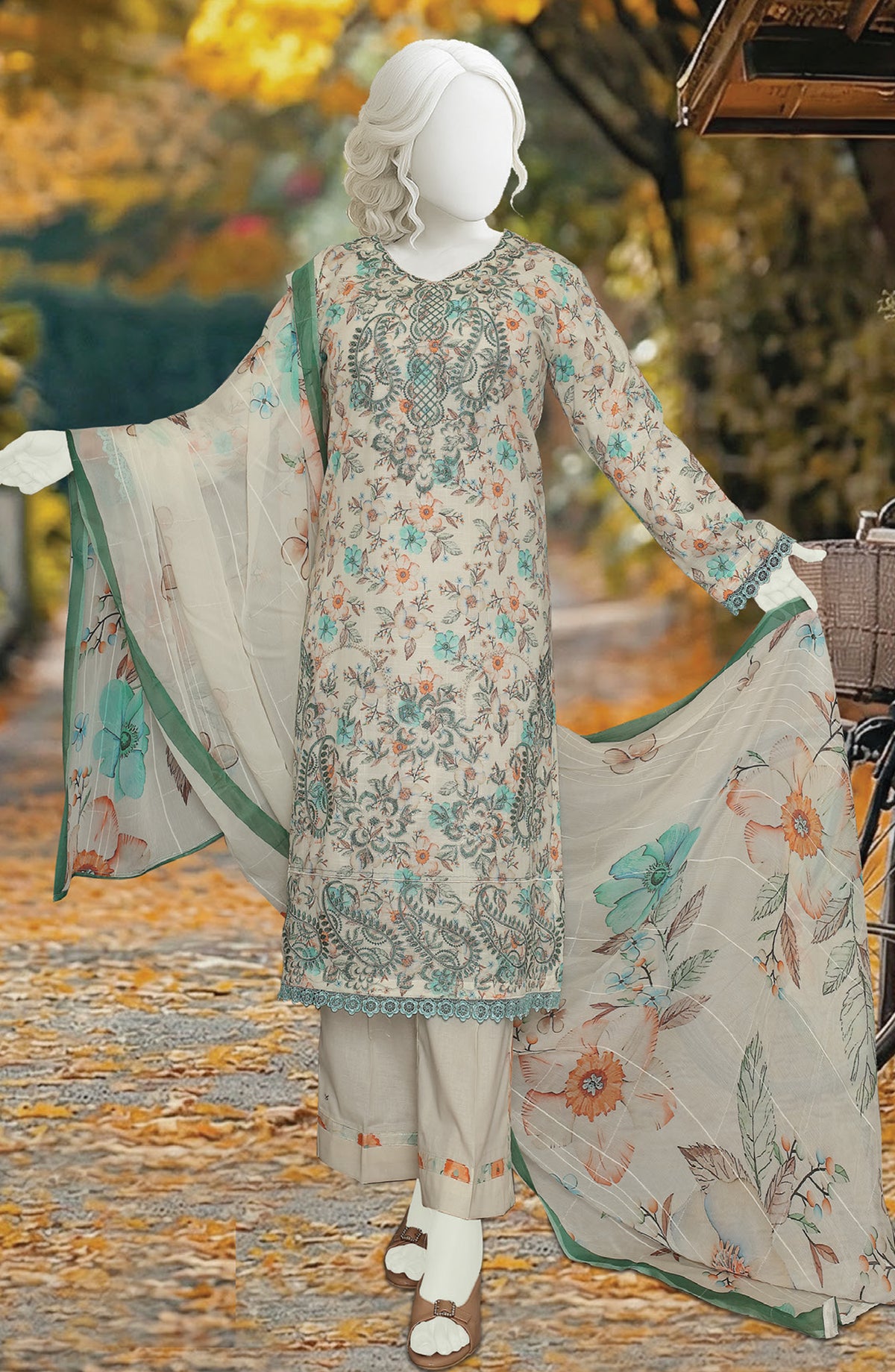 Al Karim Printed & Embroidered Lawn Slub Unstitched 3 Piece Suit - D-02 - AK26PEB - Multi - Summer Collection