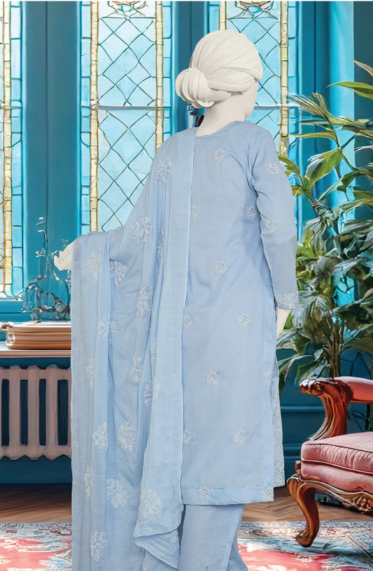 Al Karim Embroidered Lawn Unstitched 3 Piece Suit - D-05 - AK26EMB - Blue - Summer Collection