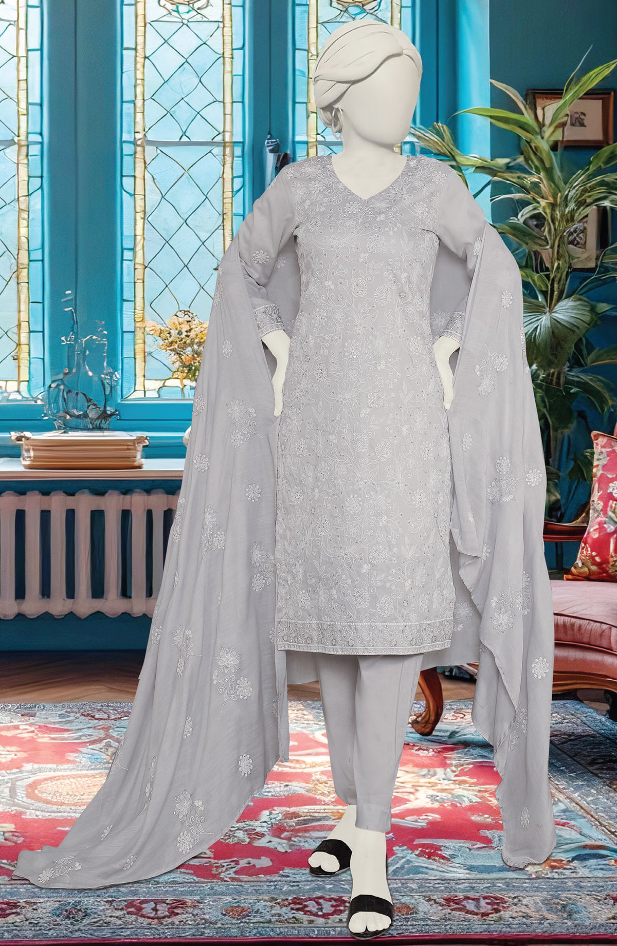 Al Karim Embroidered Lawn Unstitched 3 Piece Suit - D-04 - AK26EMB - Purple - Summer Collection
