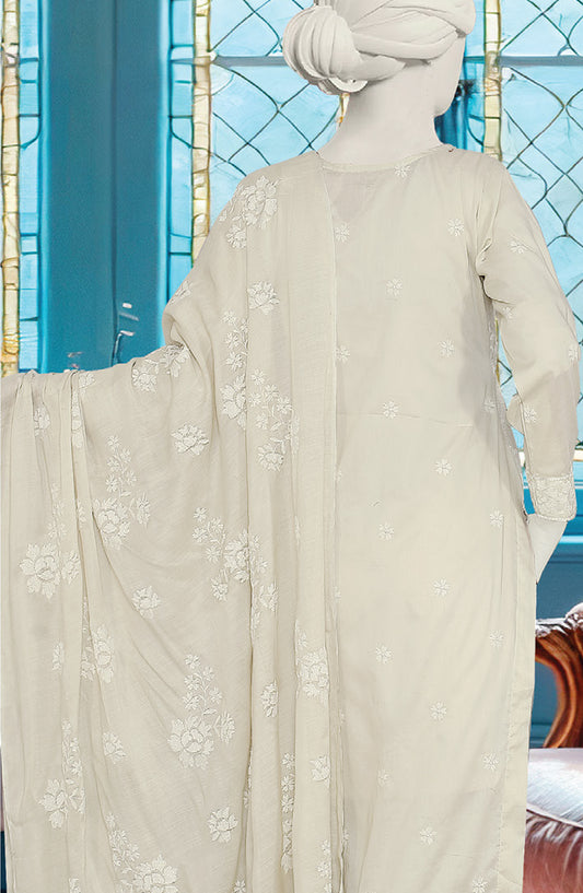 Al Karim Embroidered Lawn Unstitched 3 Piece Suit - D-03 - AK26EMB - Light Grey - Summer Collection