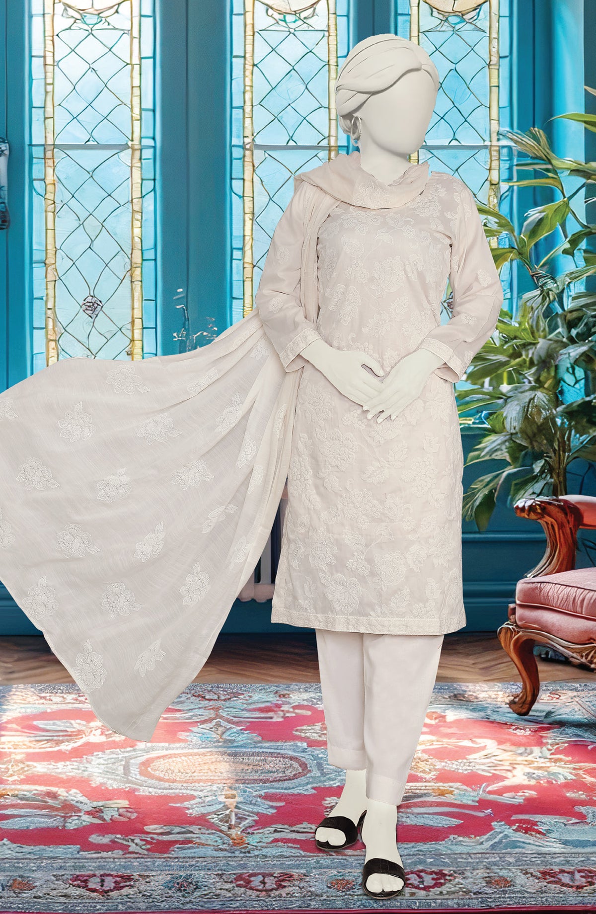 Al Karim Embroidered Lawn Unstitched 3 Piece Suit - D-02 - AK26EMB - Light Purple - Summer Collection