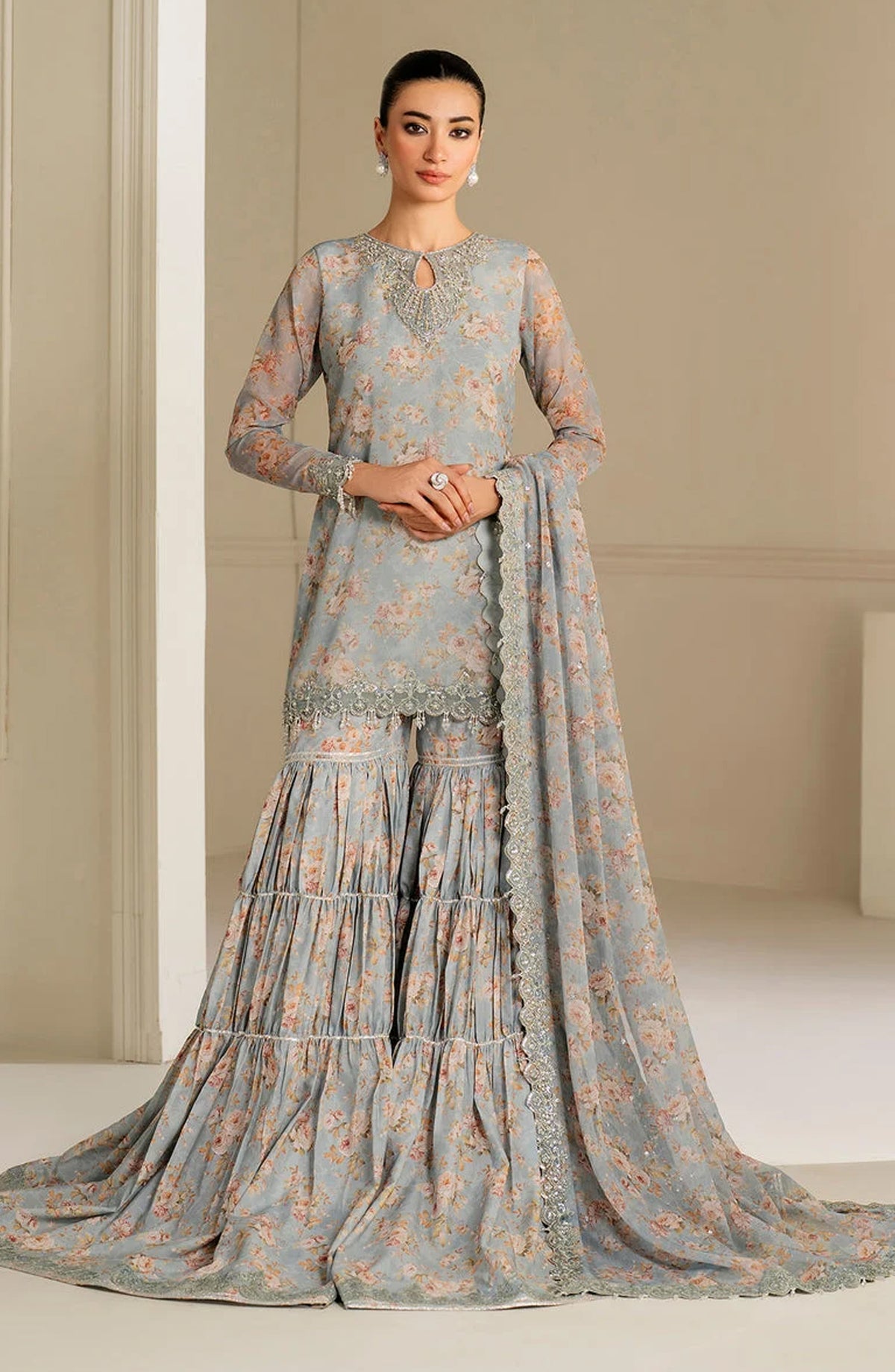 Baroque Exclusive Formal Embroidered Chiffon Unstitched 3Pc UF-4165 Formal Collection