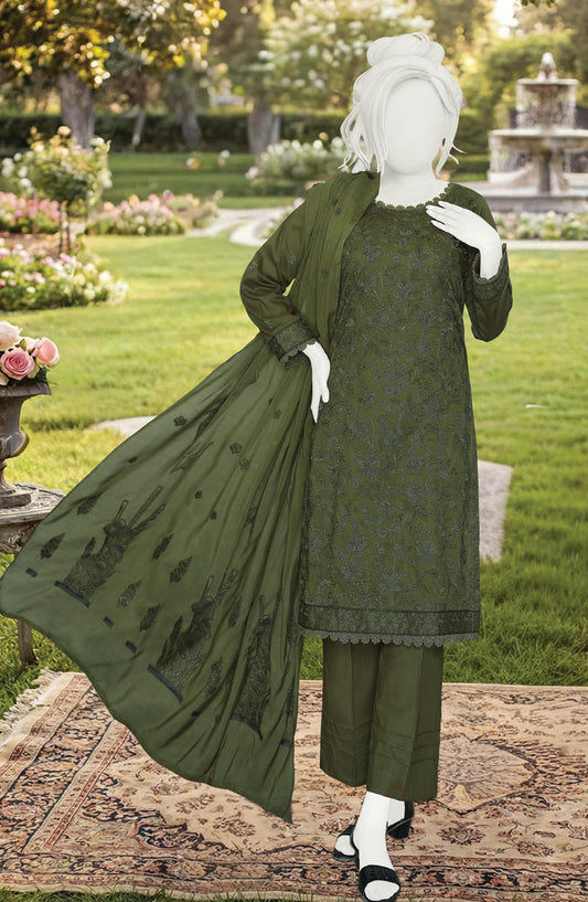 Al Karim Embroidered Lawn Unstitched 3 Piece Suit - D-06 - AK26FNL - Green - Summer Collection