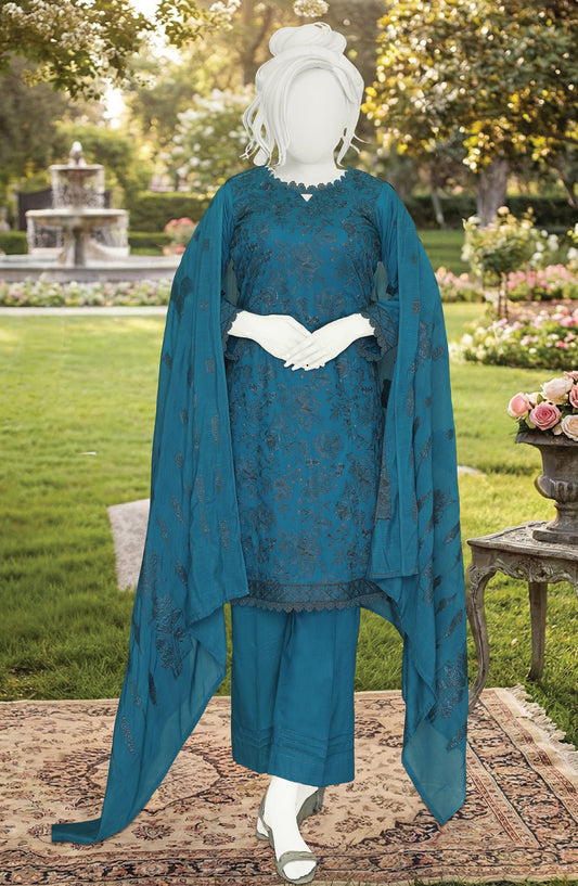 Al Karim Embroidered Lawn Unstitched 3 Piece Suit - D-05 - AK26FNL - Blue - Summer Collection