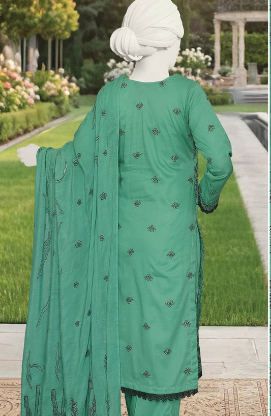 Al Karim Embroidered Lawn Unstitched 3 Piece Suit - D-01 - AK26FNL - Green - Summer Collection