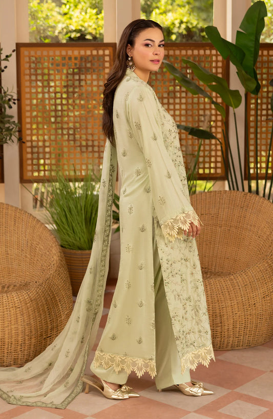 Al Karim Zaryab Embroidered Silk Karandi Unstitched 3 Piece Suit - KRS-294 - AK26YB - Green - Winter Collection