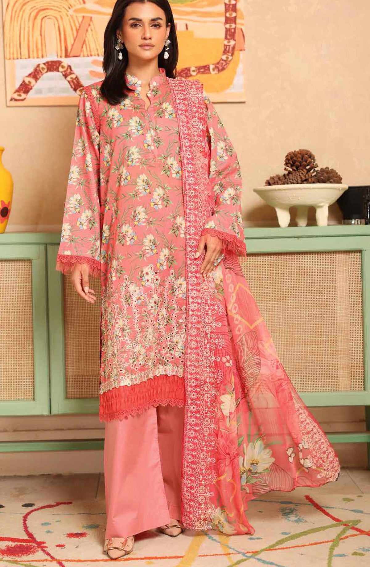Aleeha by Johra Embroidered Lawn Unstitched 3 Piece Suit - JH-952 - JH25ALEH - Pink - Summer Collection