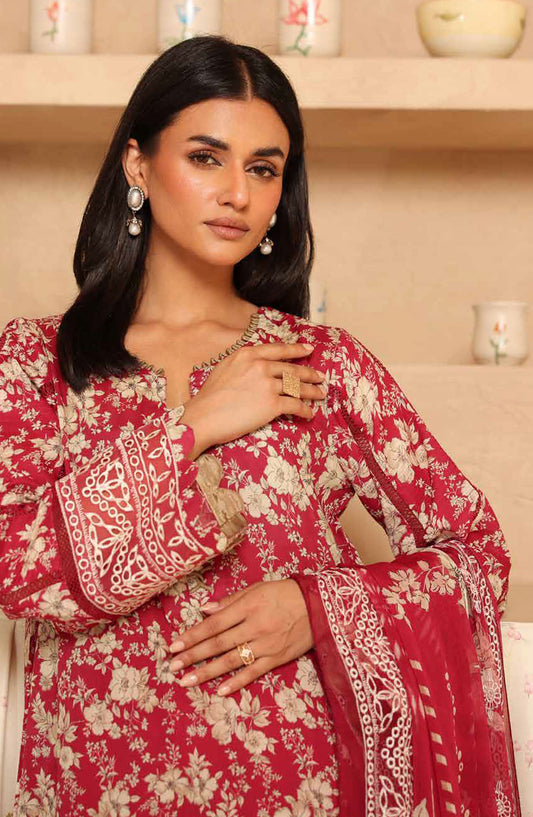 Aleeha by Johra Embroidered Lawn Unstitched 3 Piece Suit - JH-951 - JH25ALEH - Red - Summer Collection