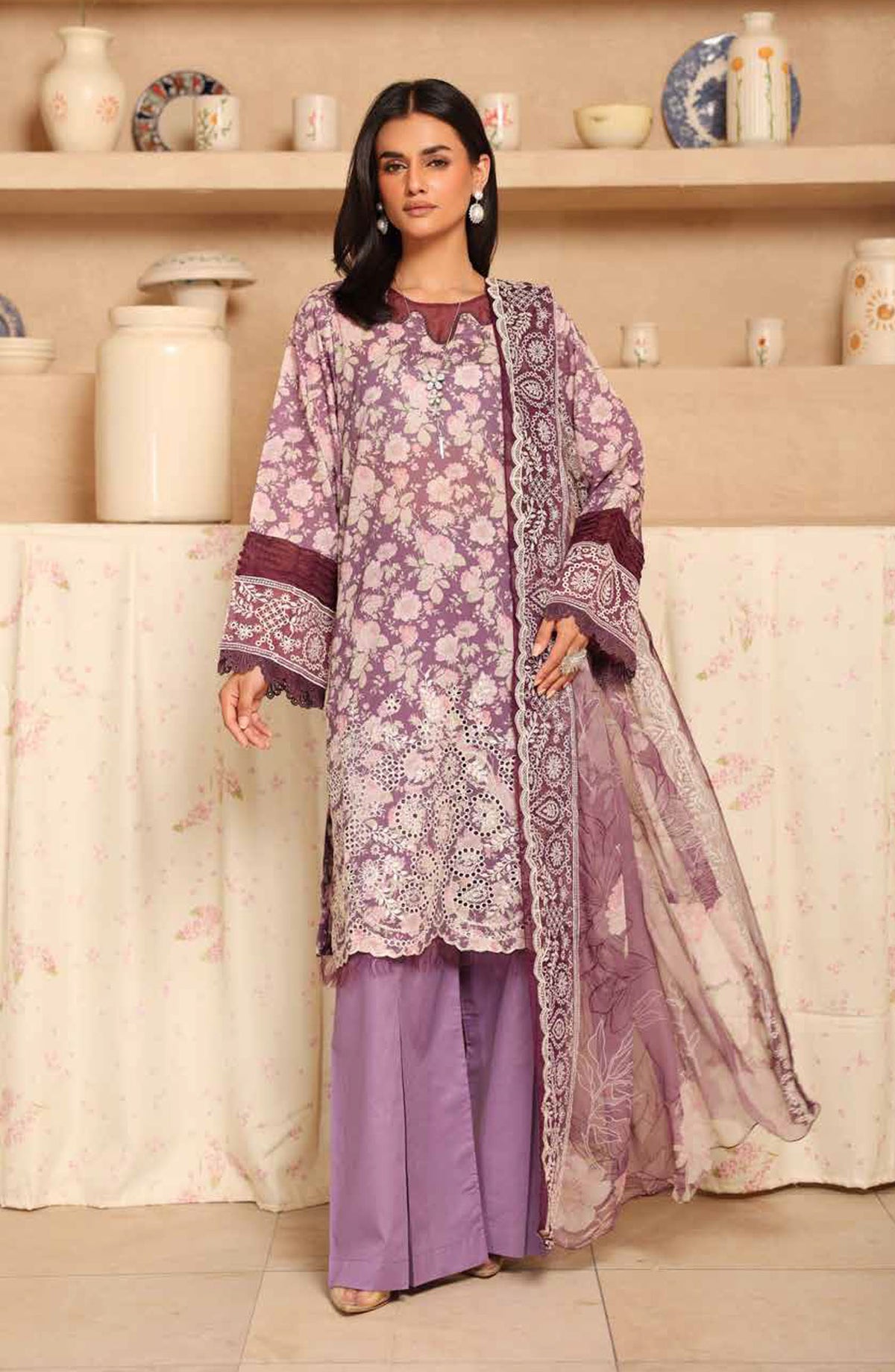 Aleeha by Johra Embroidered Lawn Unstitched 3 Piece Suit - JH-949 - JH25ALEH - Purple - Summer Collection