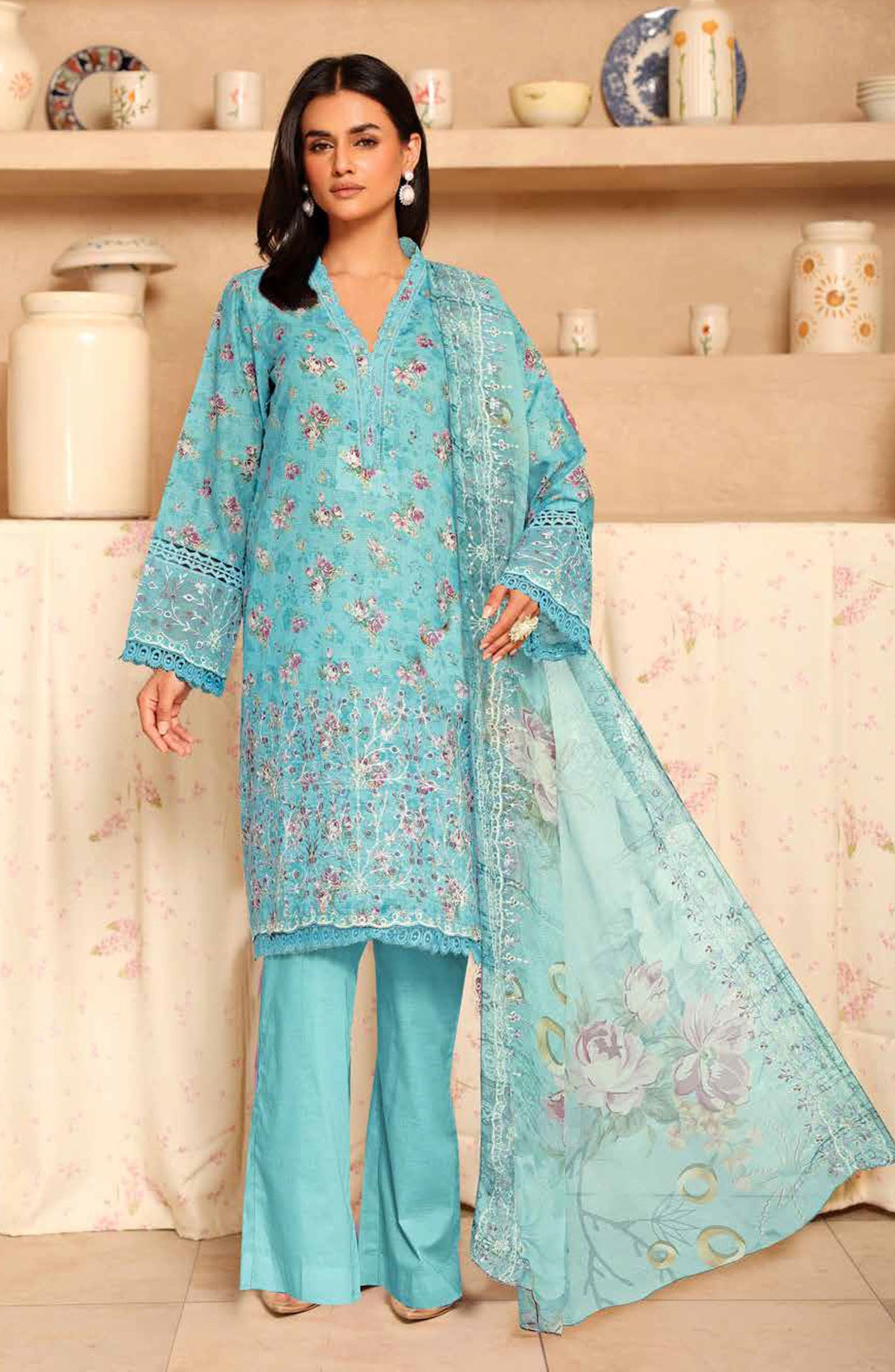 Aleeha by Johra Embroidered Lawn Unstitched 3 Piece Suit - JH-948 - JH25ALEH - Blue - Summer Collection
