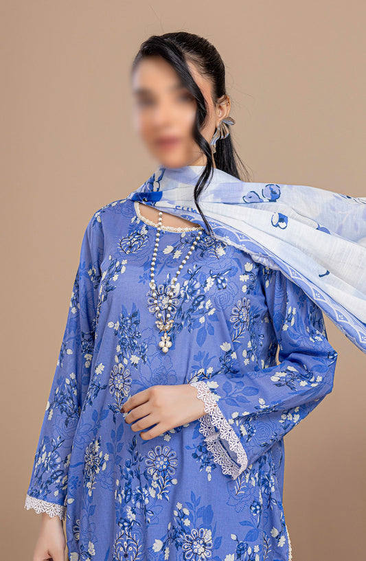Aleen Embroidered Lawn Unstitched 3 Piece Suit - Design-10 - AK25ALN2 - Blue - Summer Collection