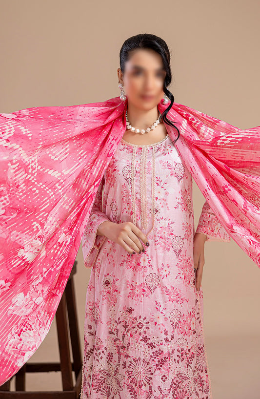 Aleen Embroidered Lawn Unstitched 3 Piece Suit - Design-08 - AK25ALN2 - Pink - Summer Collection