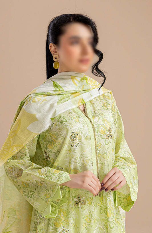 Aleen Embroidered Lawn Unstitched 3 Piece Suit - Design-07 - AK25ALN2 - Green - Summer Collection
