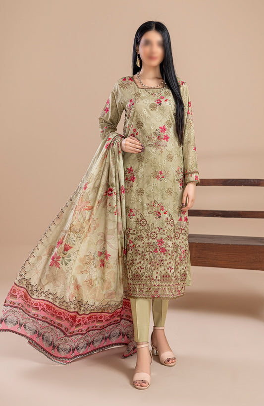 Aleen Embroidered Lawn Unstitched 3 Piece Suit - Design-01 - AK25ALN2 - Green - Summer Collection