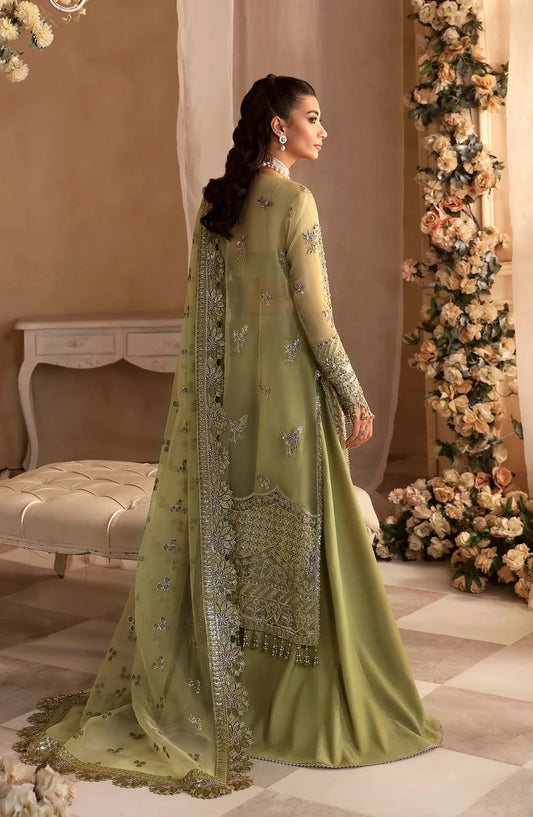 Aleia by Akbar Aslam Luxury Formals Embroidered Organza Unstitched 3 Piece Suit - Seren - AKA25ALE - Green - Festive Collection