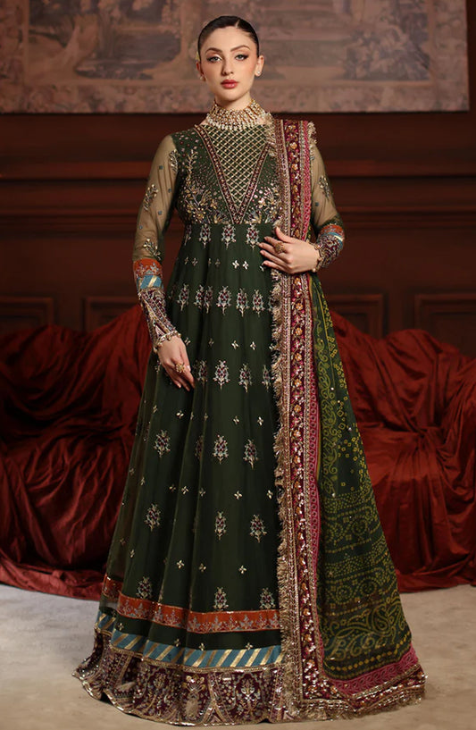 Alfaaz by Nureh Luxury Embroidered Chiffon Unstitched 3 Piece Suit - NL-89 - NU25AFZ - Green - Festive Collection