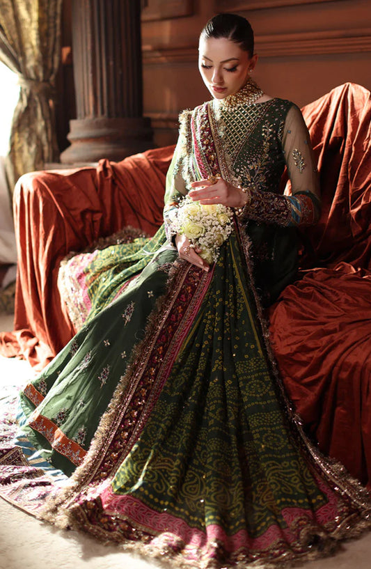 Alfaaz by Nureh Luxury Embroidered Chiffon Unstitched 3 Piece Suit - NL-89 - NU25AFZ - Green - Festive Collection