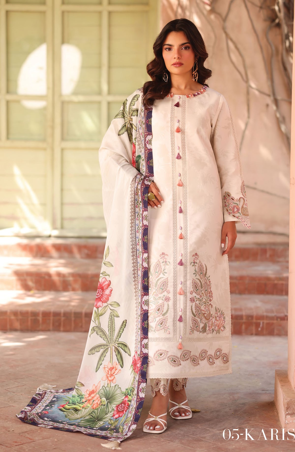 Alizeh Embroidered Lawn Unstitched 3 Piece Suit - ALZ25ELP - AF-EPL-7035-KARIS - Pink - Eid Collection