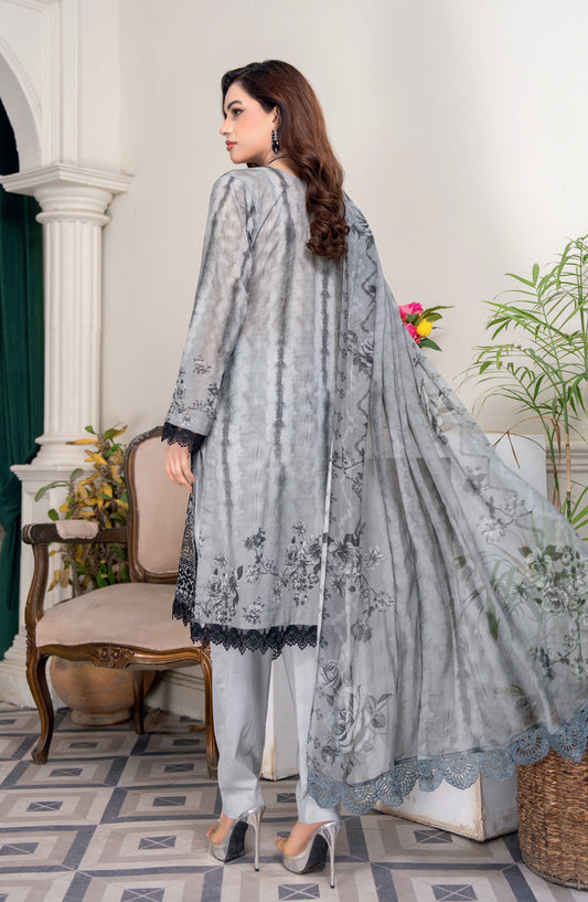 Almas by Riaz Arts Embroidered Lawn Unstitched 3 Piece Suit - Design-10 - RA26ALM - Blue - Summer Collection
