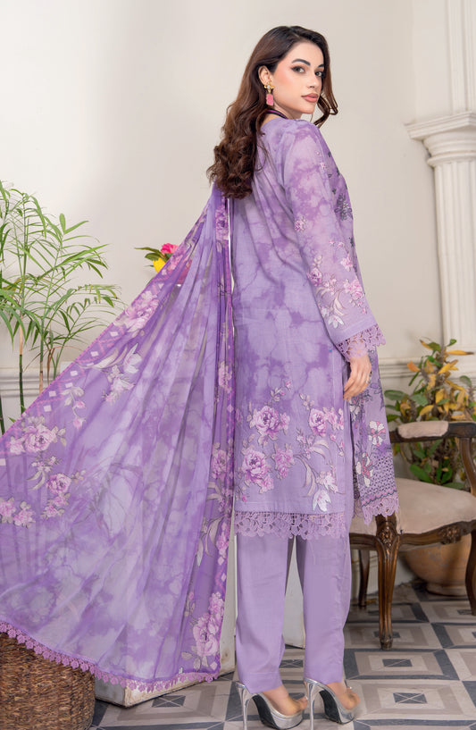 Almas by Riaz Arts Embroidered Lawn Unstitched 3 Piece Suit - Design-07 - RA26ALM - Purple - Summer Collection