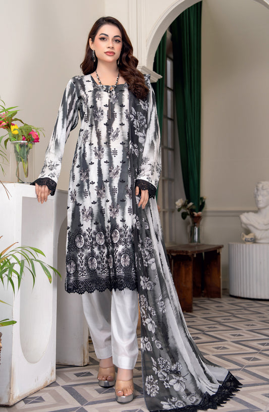 Almas by Riaz Arts Embroidered Lawn Unstitched 3 Piece Suit - Design-04 - RA26ALM - Black - Summer Collection