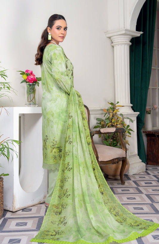 Almas by Riaz Arts Embroidered Lawn Unstitched 3 Piece Suit - Design-02 - RA26ALM - Green - Summer Collection