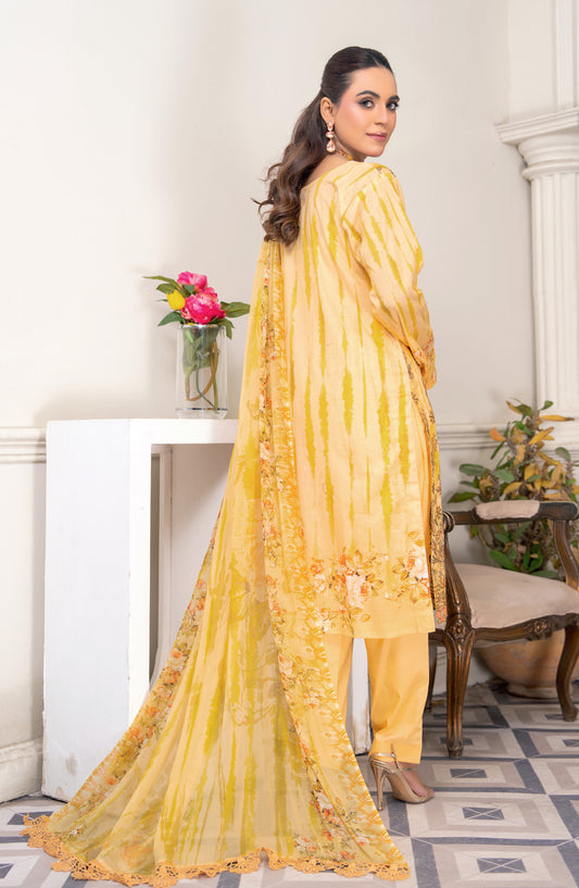 Almas by Riaz Arts Embroidered Lawn Unstitched 3 Piece Suit - Design-01 - RA26ALM - Yellow - Summer Collection