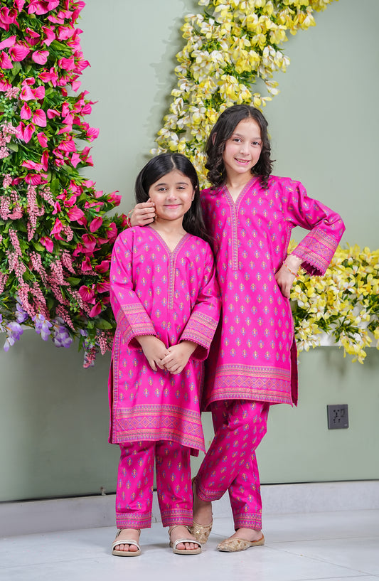 Aloo-Meeru-Hammi by Amna Khadija Printed Cotton Stitched 2 Piece Suit - AKAMH-07 - AM26AKAMH - Pink - Festive Girls Collection