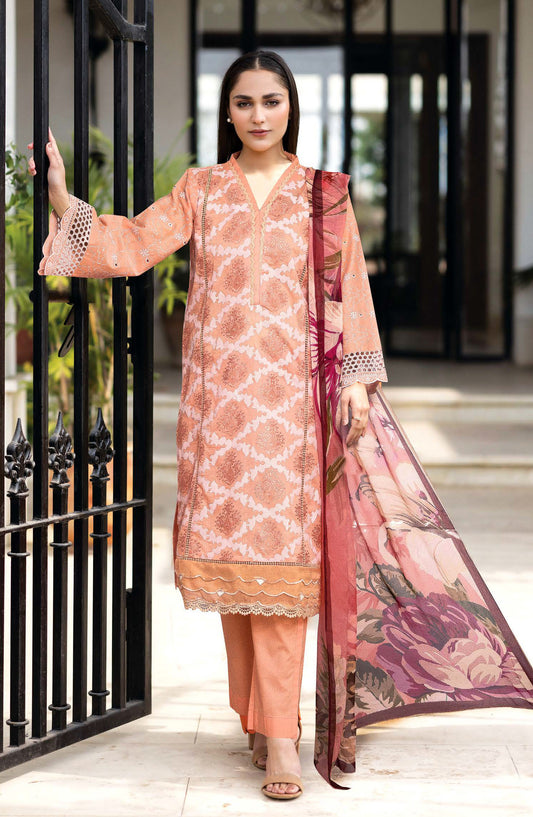 Alyana by Johra Embroidered Chikankari Lawn Unstitched 3 Piece Suit - JH-855 - JH25ALN - Pink - Summer Collection
