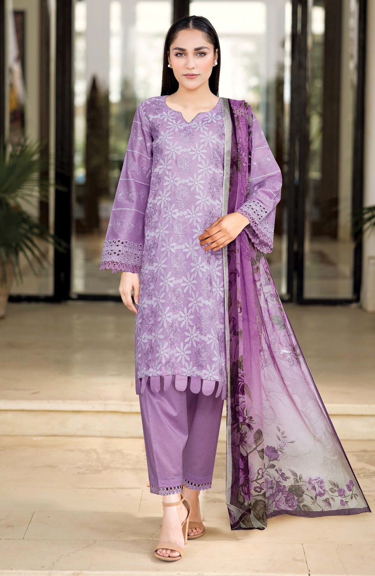 Alyana by Johra Embroidered Chikankari Lawn Unstitched 3 Piece Suit - JH-853 - JH25ALN - Purple - Summer Collection