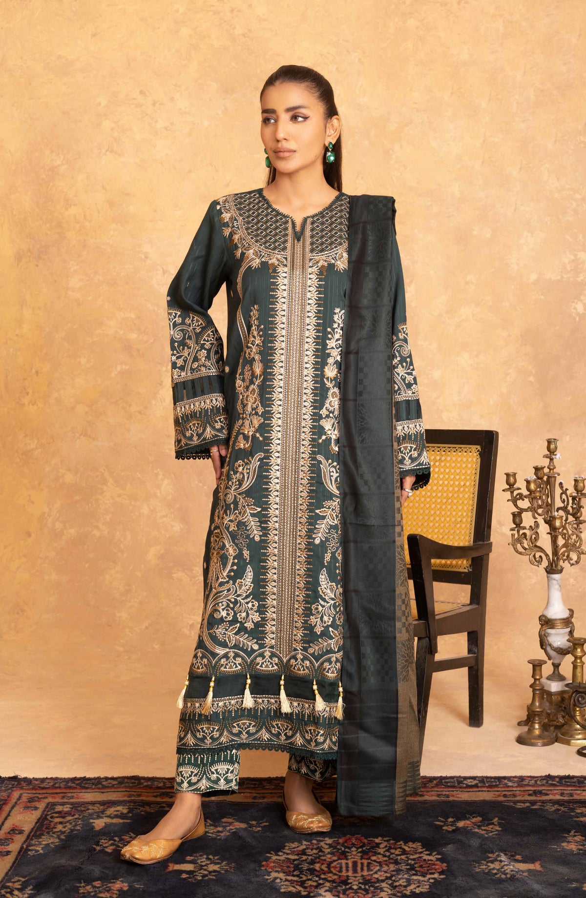Amaaj by Johra Luxury Embroidered Unstitched 3 Piece Suit - JW-012 - JH25AMJ - Grey - Winter Collection