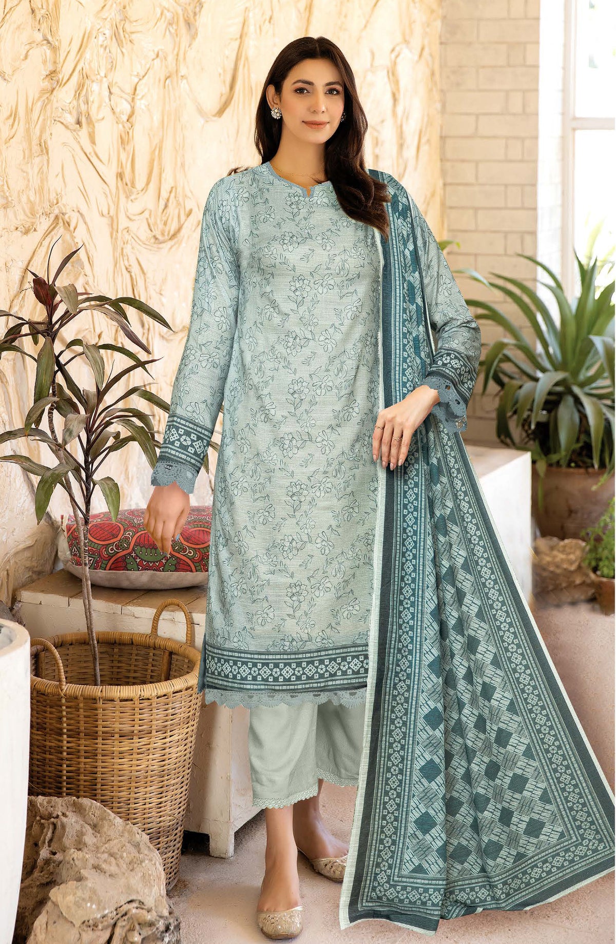Amber by Johra Printed Lawn Unstitched 3 Piece Suit - JH-1108 - JH25AMBER - Blue - Casual Collection