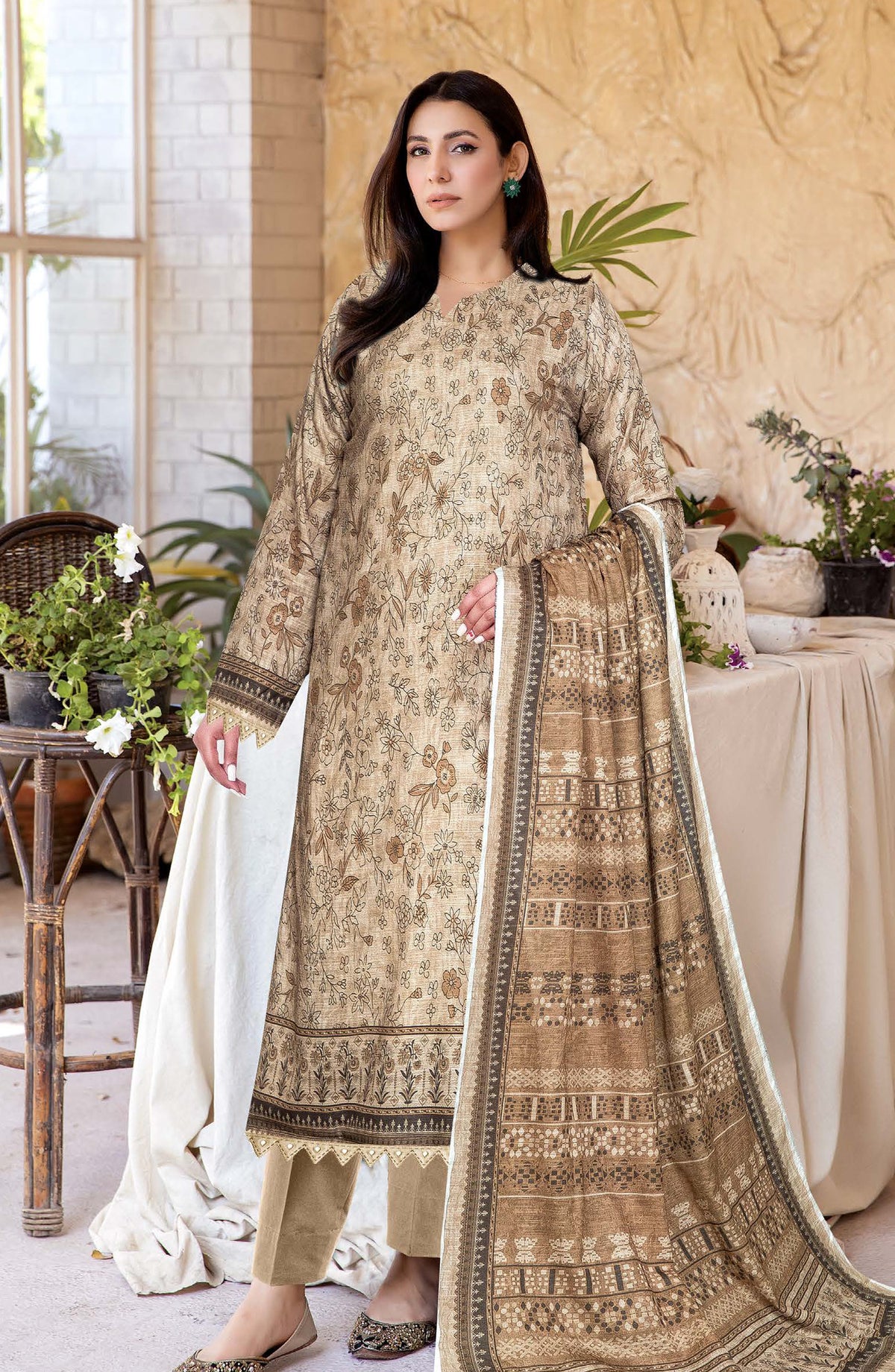 Amber by Johra Printed Lawn Unstitched 3 Piece Suit - JH-1107 - JH25AMBER - Beige - Casual Collection