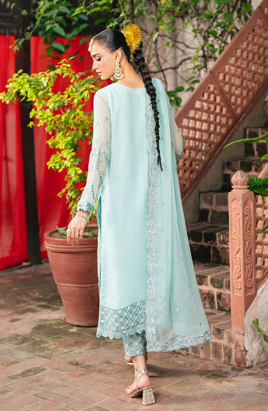Amel by Freesia Luxury Embroidered Chiffon Unstitched 3 Piece Suit - FSU-5646 CASCADE - FS25AML - Sky Blue - Festive Collection