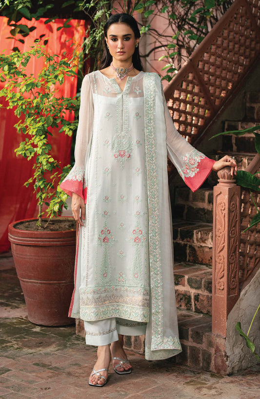 Amel by Freesia Luxury Embroidered Chiffon Unstitched 3 Piece Suit - FSU-5640 FAIREST JADE - FS25AML - Pista Green - Festive Collection