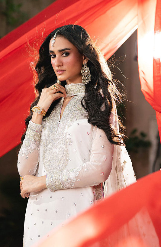 Amel by Freesia Luxury Embroidered Chiffon Unstitched 3 Piece Suit - FSU-5641 CLOUD DANCER - FS25AML - White - Festive Collection