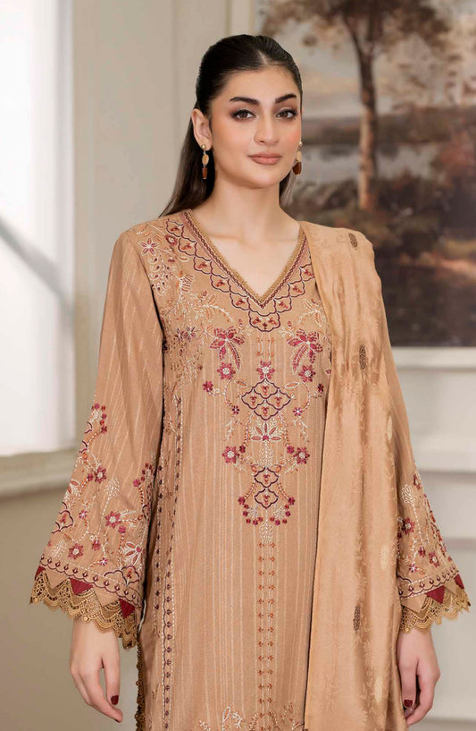 Amish by Johra Luxury Embroidered Unstitched 3 Piece Suit - JW-425 - JH25MISH - Beige - Winter Collection