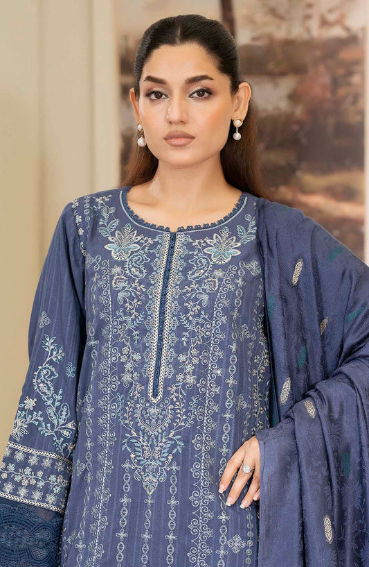 Amish by Johra Luxury Embroidered Unstitched 3 Piece Suit - JW-422 - JH25MISH - Blue - Winter Collection
