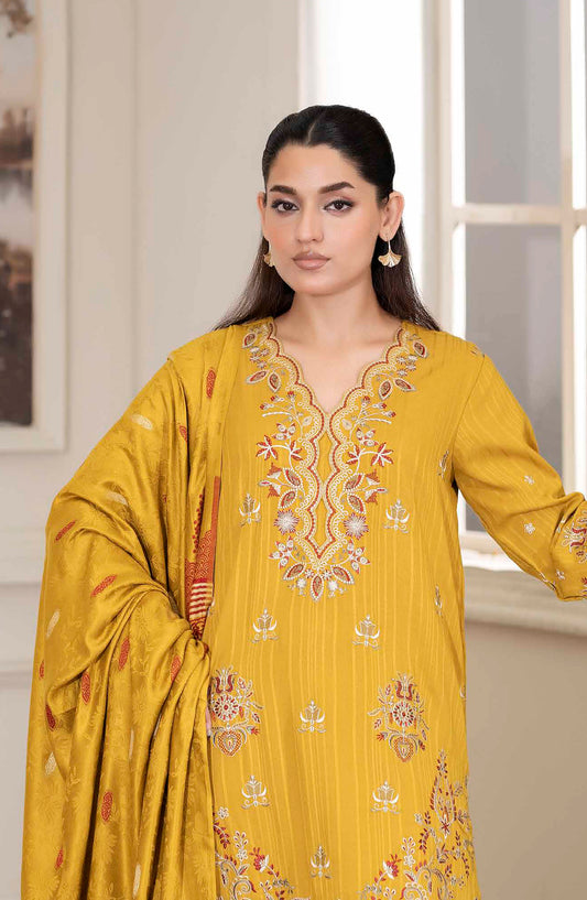 Amish by Johra Luxury Embroidered Unstitched 3 Piece Suit - JW-421 - JH25MISH - Yellow - Winter Collection