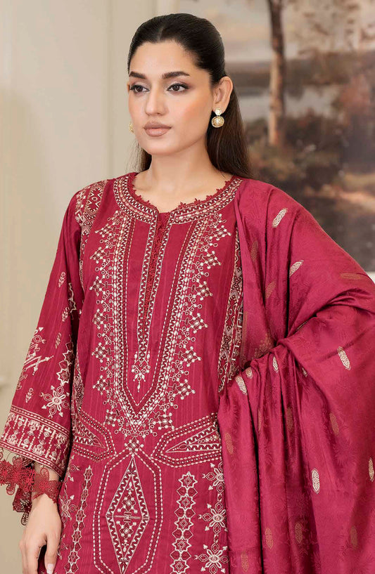 Amish by Johra Luxury Embroidered Unstitched 3 Piece Suit - JW-424 - JH25MISH - Maroon - Winter Collection