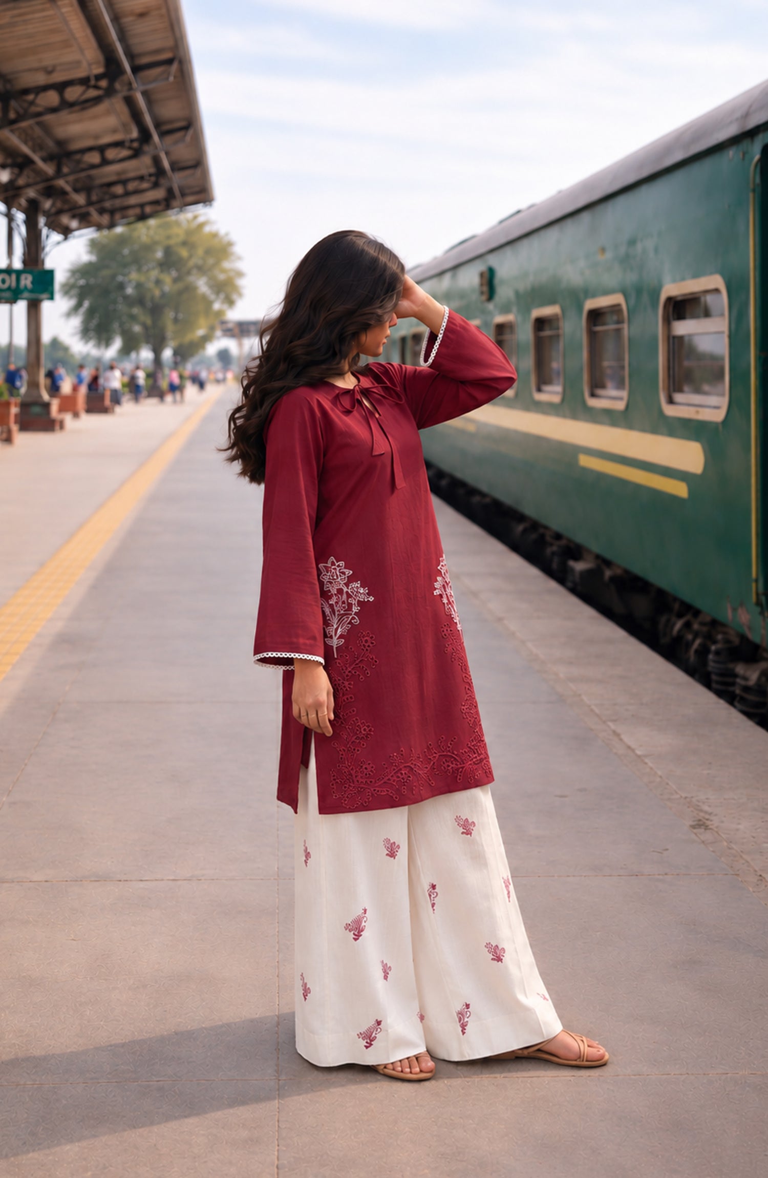 Amna Khadija Embroidered Khaddar Stitched 2 Piece Co-ord Sets - AKPF-02 - AM26AKPF - Red - Winter Collection