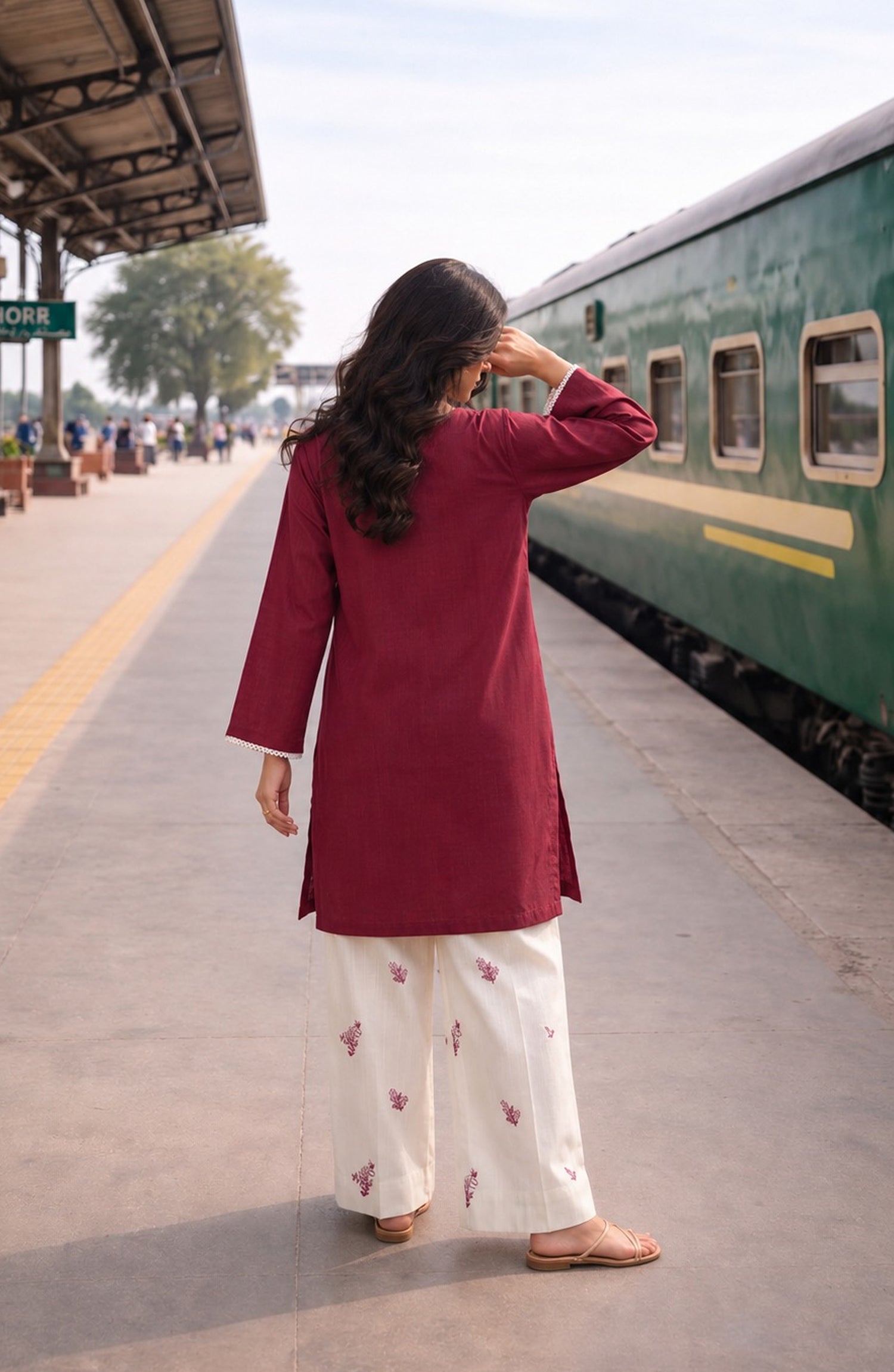 Amna Khadija Embroidered Khaddar Stitched 2 Piece Co-ord Sets - AKPF-02 - AM26AKPF - Red - Winter Collection