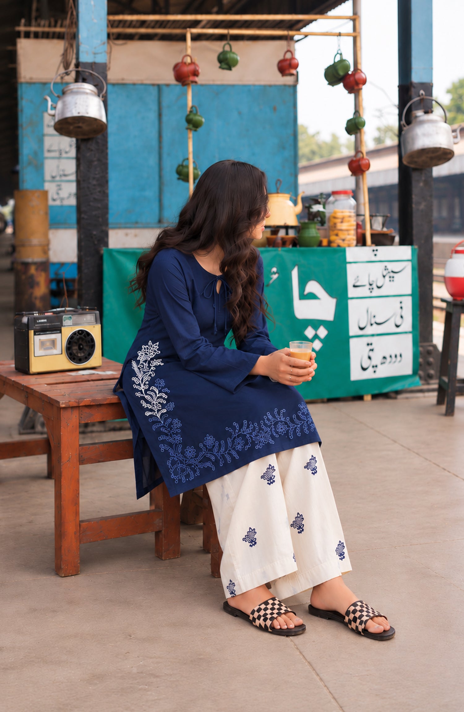 Amna Khadija Embroidered Khaddar Stitched 2 Piece Co-ord Sets - AKPF-03 - AM26AKPF - Blue - Winter Collection