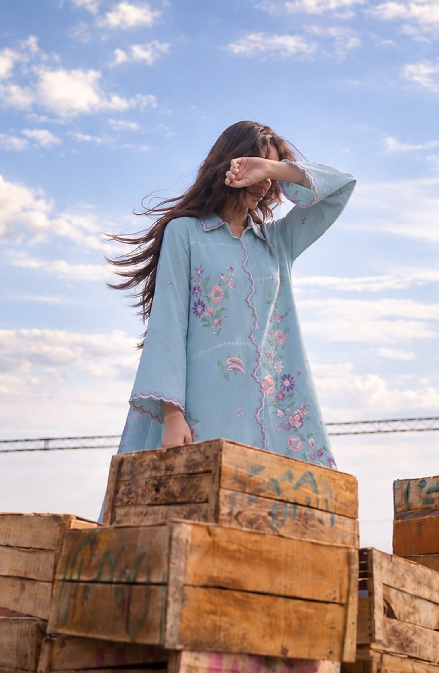Amna Khadija Embroidered Khaddar Stitched 2 Piece Co-ord Sets - AKPF-04 - AM26AKPF - Sky Blue - Winter Collection