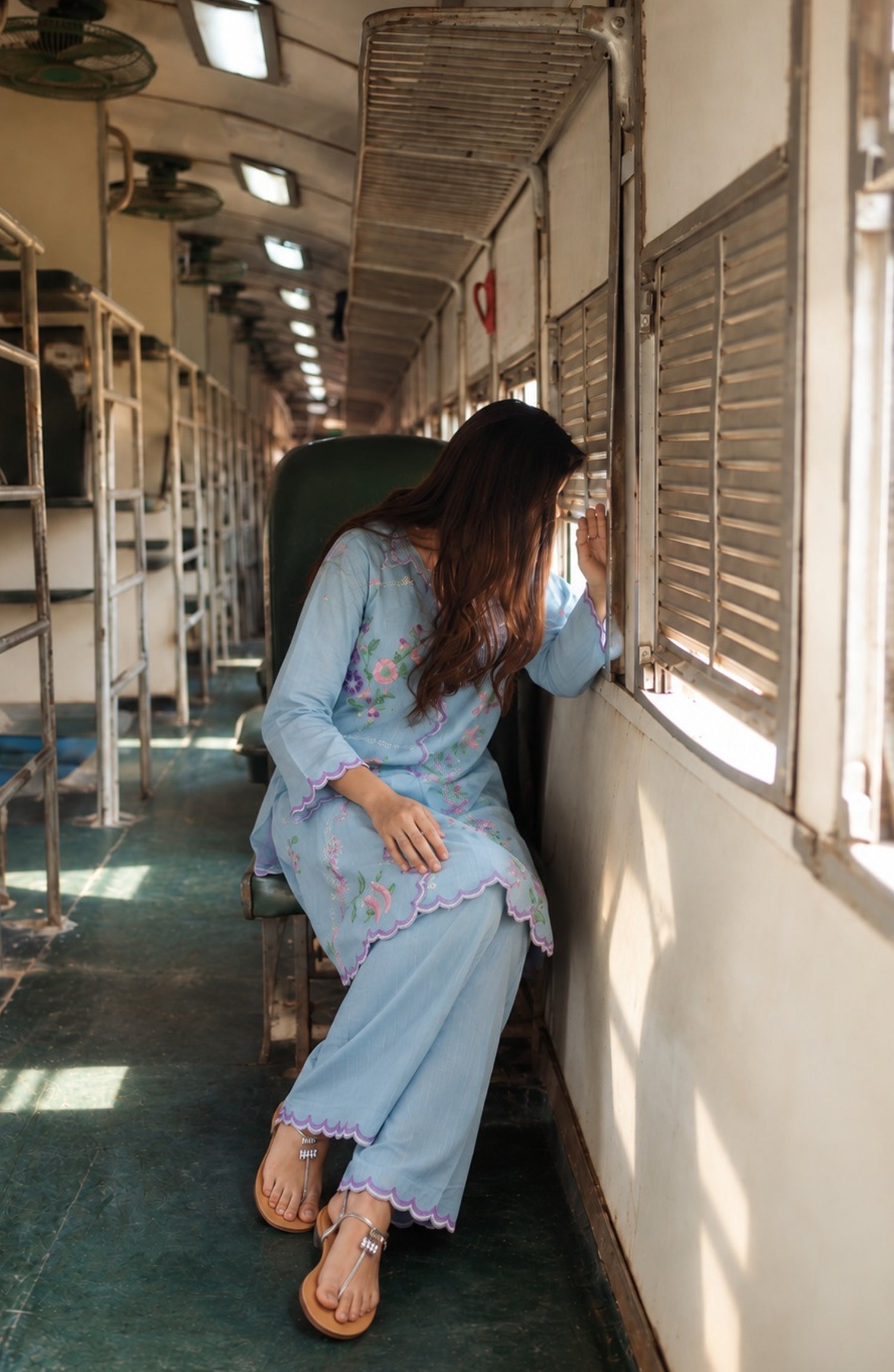 Amna Khadija Embroidered Khaddar Stitched 2 Piece Co-ord Sets - AKPF-04 - AM26AKPF - Sky Blue - Winter Collection