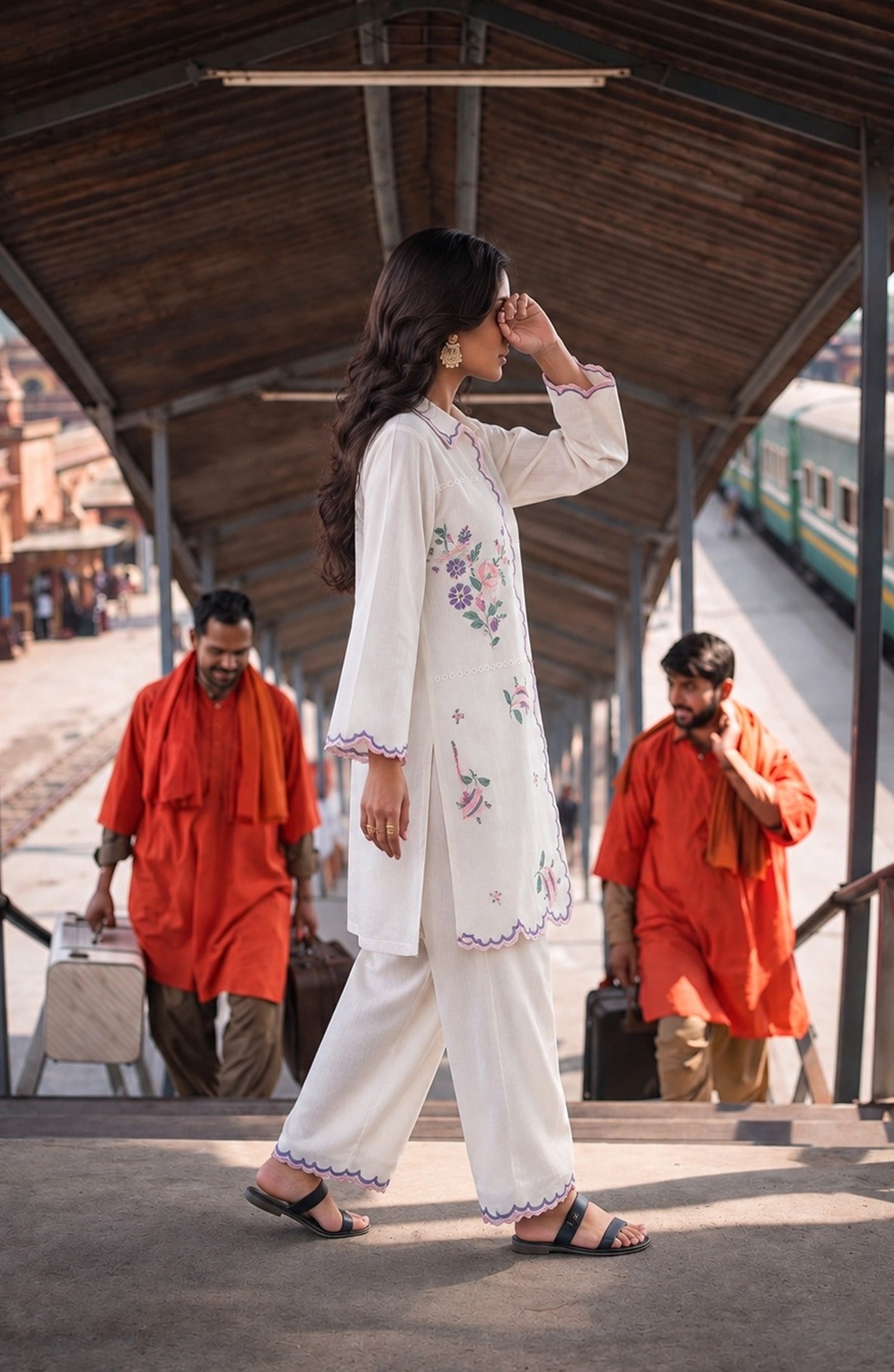 Amna Khadija Embroidered Khaddar Stitched 2 Piece Co-ord Sets - AKPF-05 - AM26AKPF - White - Winter Collection
