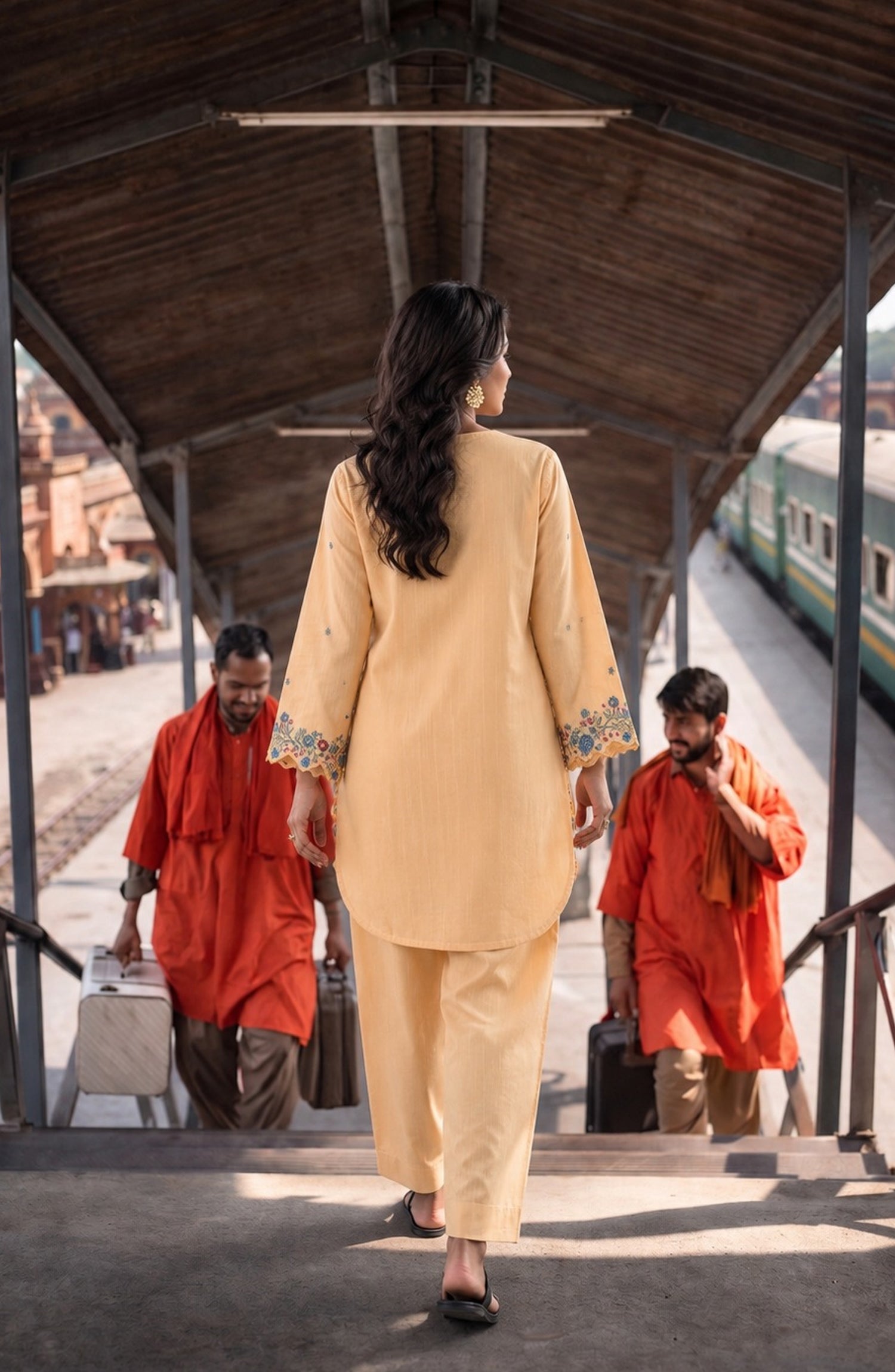 Amna Khadija Embroidered Khaddar Stitched 2 Piece Co-ord Sets - AKPF-06 - AM26AKPF - Yellow - Winter Collection